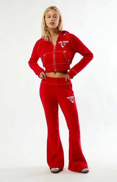 True Religion Crystal Wing Big T Flare Sweatpants