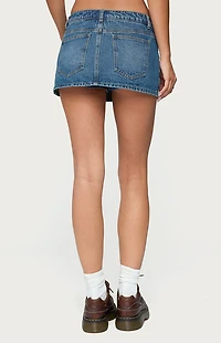 Edikted Ziggie Tie Front Denim Mini Skort