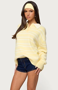 Edikted Rilynn Striped Polo Sweater