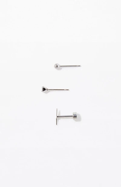 Pacsun 3 Piece Silver Lighting Bolt Earrings