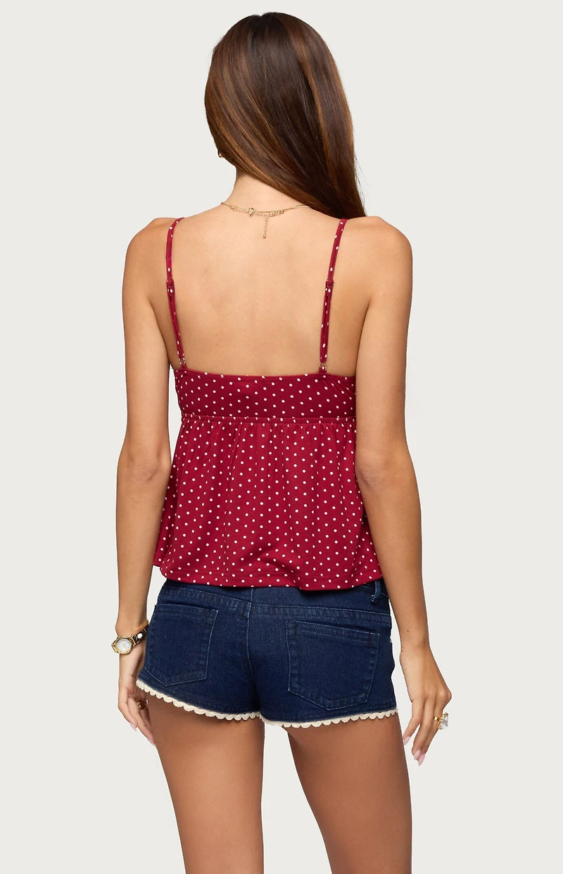 Edikted Belen Polka Dot Lacey Babydoll Top