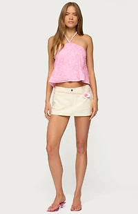 Edikted Ayva Embroidered Floral Bead Halter Top