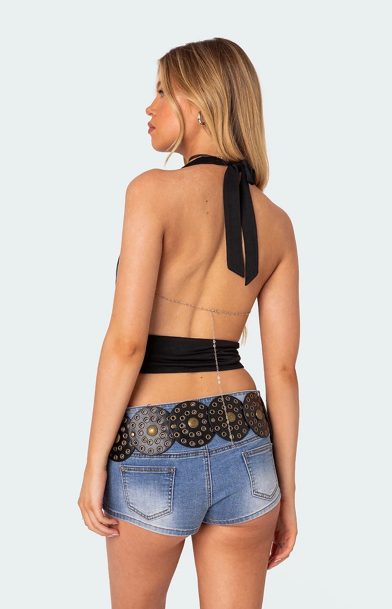 Edikted Deep Cowl Neck Open Back Top