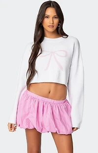Edikted Knit Bow Cropped Sweater