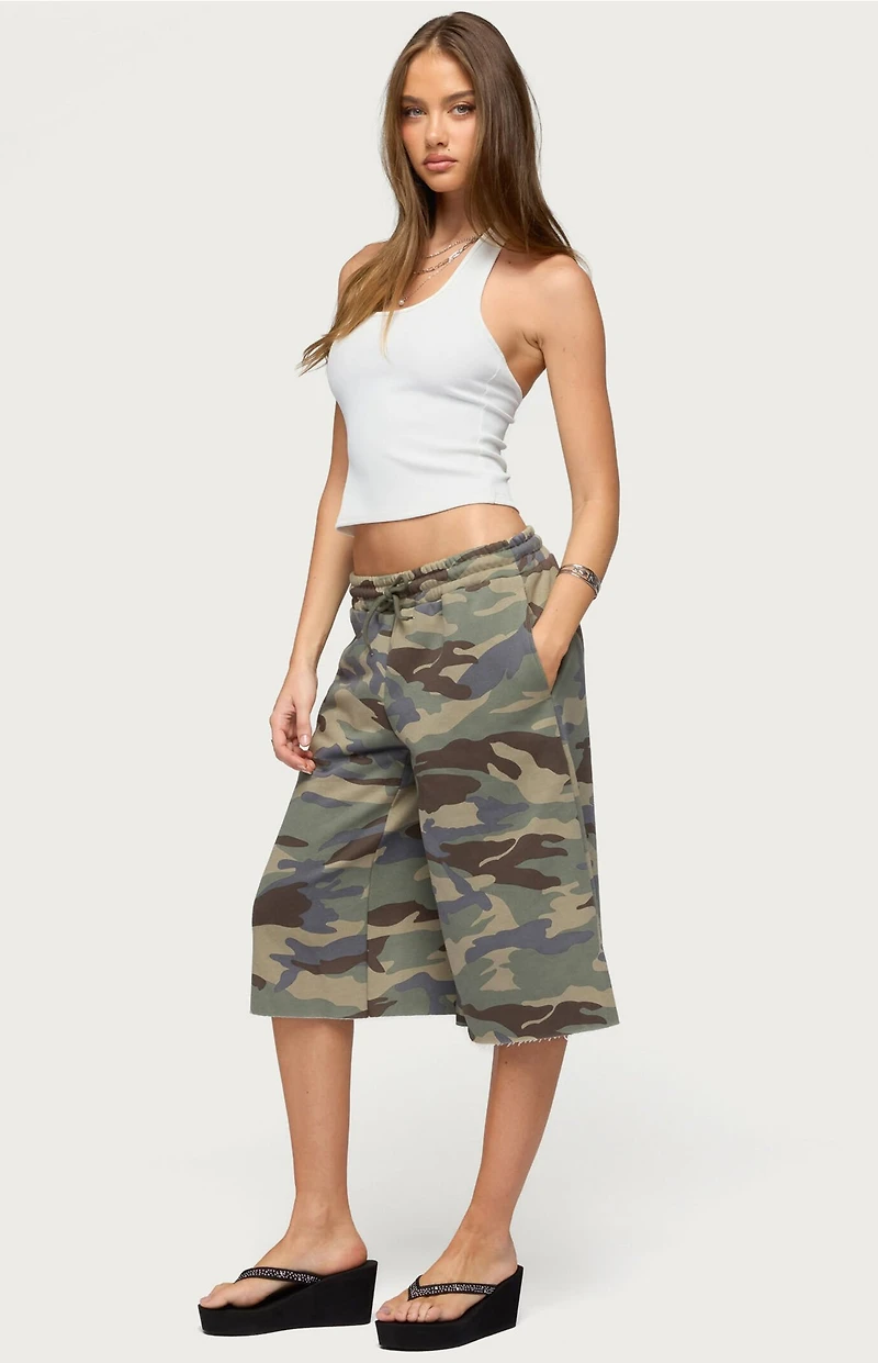 Edikted Camo Rush Oversized Bermuda Shorts