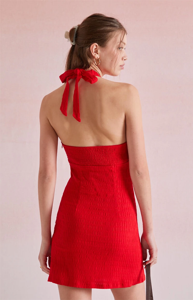 Beverly and Beck Deanna Linen Halter Mini Dress