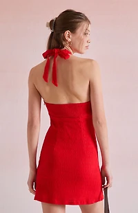 Beverly and Beck Deanna Linen Halter Mini Dress