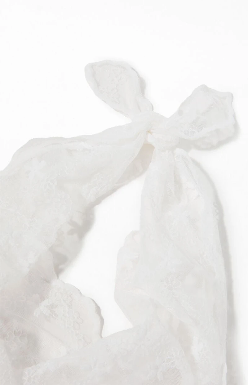 LA Hearts White Lace Headscarf