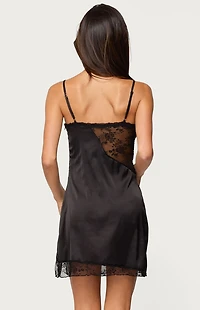 Edikted Asymmetric Lacey Satin Effect Mini Dress