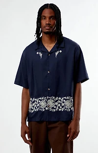 Pacsun Navy Remi Oversized Resort Camp Shirt