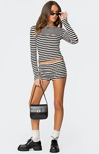 Edikted Hali Striped Knit Shorts