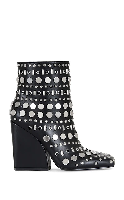 AZALEA WANG Women's Fletcher Black Block Heel Ankle Booties