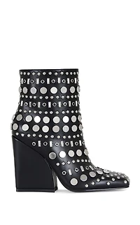 AZALEA WANG Women's Fletcher Black Block Heel Ankle Booties