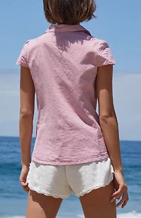 John Galt Red Gingham Rue Collared Top