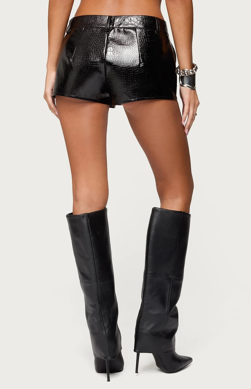 Edikted Matilde Faux Crocodile Leather Shorts