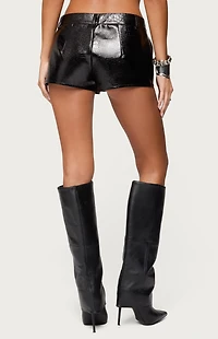 Edikted Matilde Faux Crocodile Leather Shorts