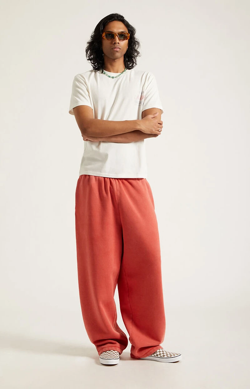 Pacsun Red Washed Fleece Extreme Baggy Sweatpants
