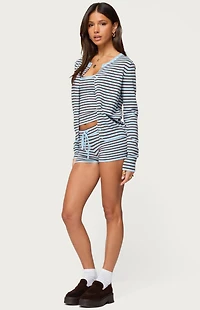 Edikted Lillian Striped Button Up Knit Cardigan