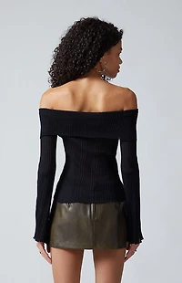 Third Charm Blake Sheer Off-The-Shoulder Sweater
