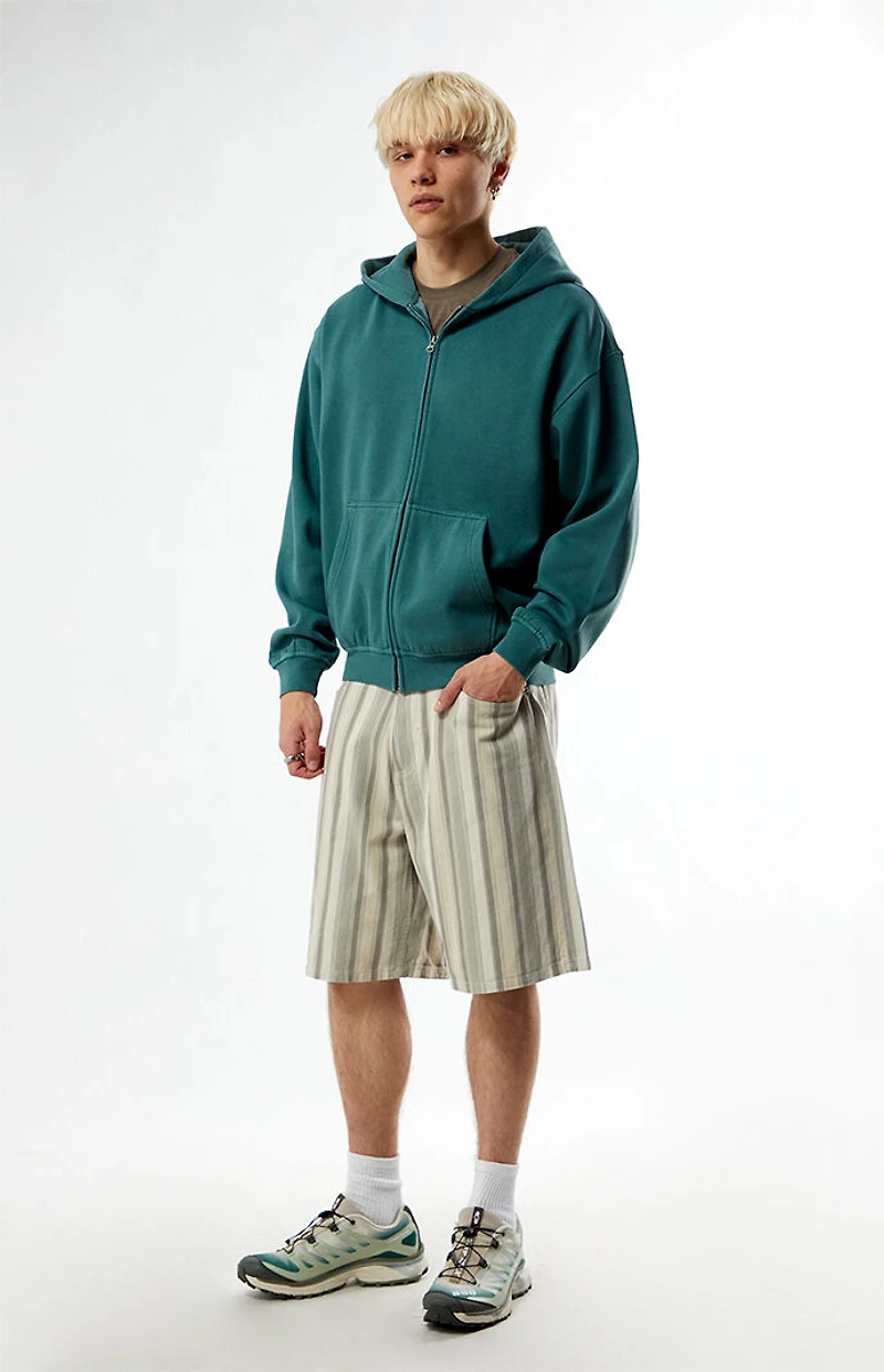 Pacsun Green Vintage Washed Full Zip Hoodie