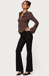 Edikted Pinstripe Tailored Button Up Shirt