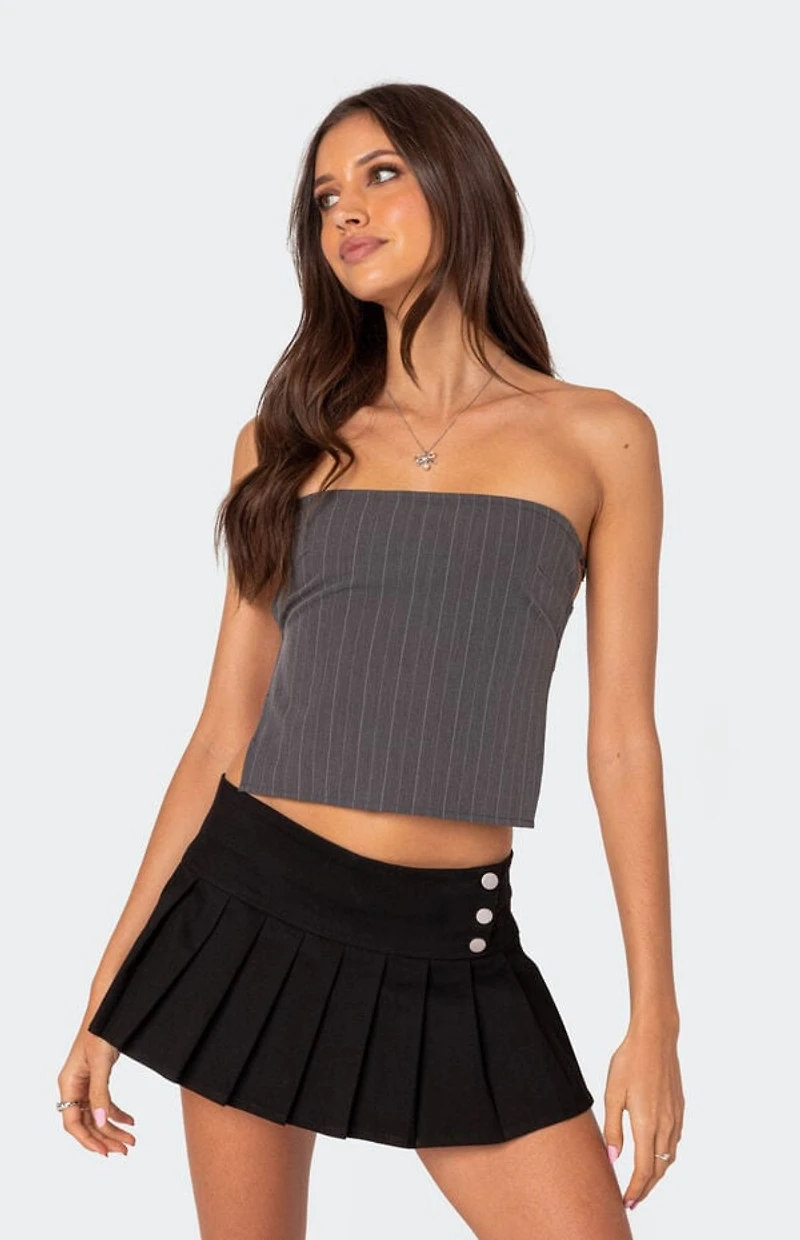 Edikted Pinstripe Open Back Strapless Top