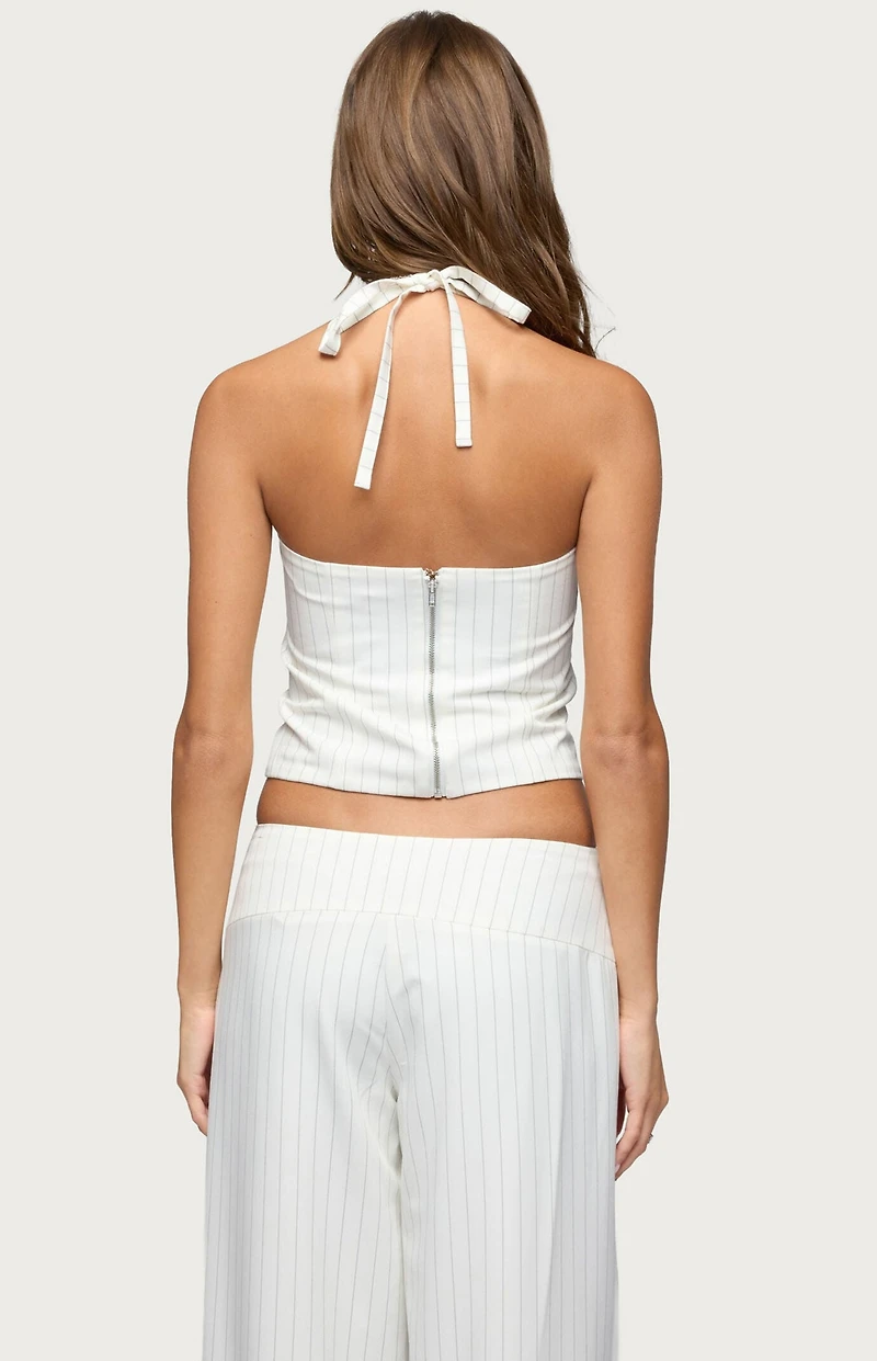 Edikted Parker Pinstripe Halter Top