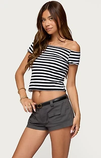 Edikted Amanda Striped Off Shoulder Top