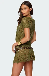 Edikted Mabelle Crochet Split Front Top