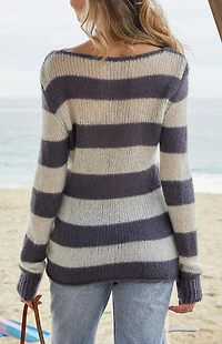 John Galt Striped Colette Boat Neck Sweater