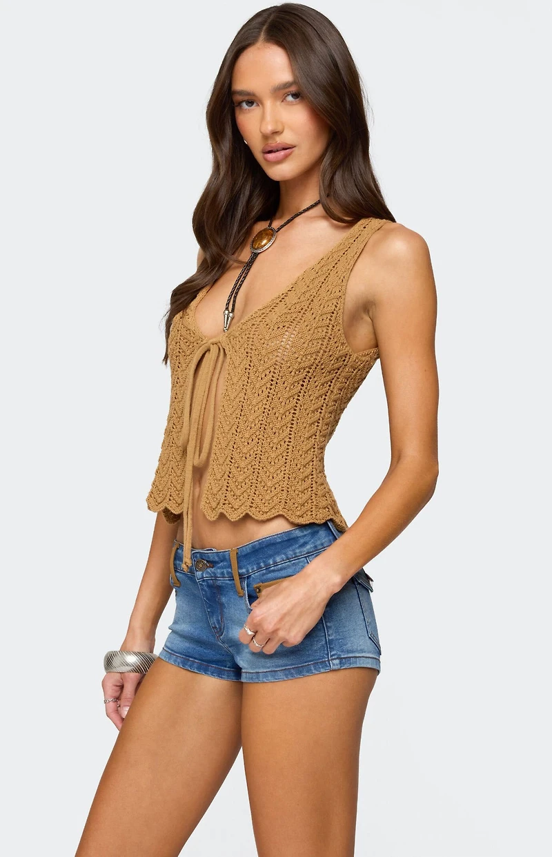 Edikted Sadiee Split Front Knit Top