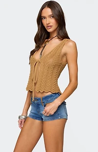 Edikted Sadiee Split Front Knit Top
