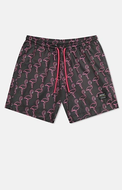 WeSC Zack Neon Flamingo 5" Swim Trunks