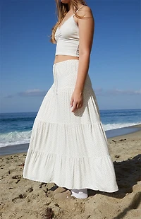 John Galt White & Orange Olive Maxi Skirt