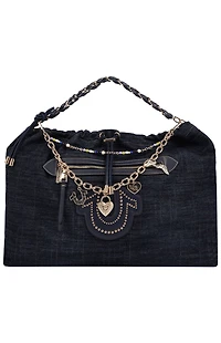 True Religion Vintage Chain Dark Denim Hobo Bag