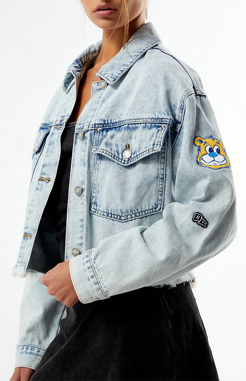 HYPE & VICE UCLA Bruins Frayed Cropped Denim Jacket