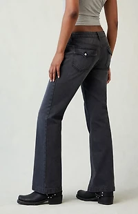 Pacsun Jade Low Rise Button Pocket Bootcut Jeans Faded Black
