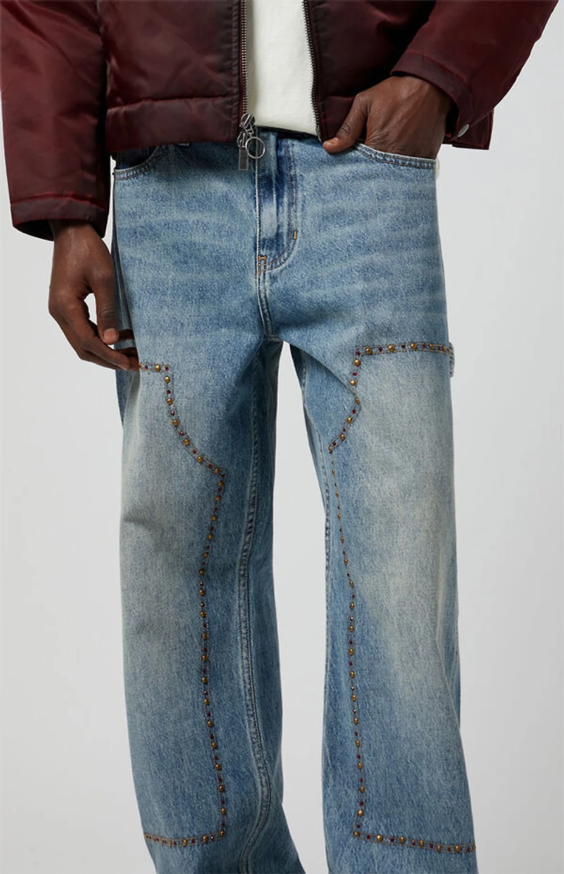 Pacsun Dylan Baggy Jeans Carpenter Studded Medium Blue