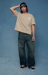 Pacsun Mason Baggy Barrel Jeans Dart Dark Blue Tint