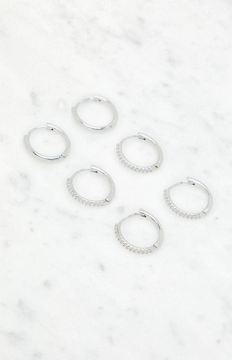 LA Hearts 3 Pack Dainty Rhinestone Hoop Earrings