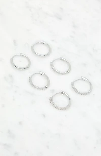 LA Hearts 3 Pack Dainty Rhinestone Hoop Earrings