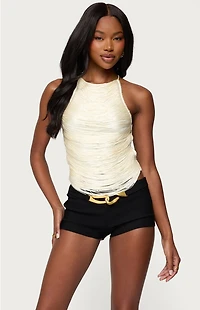 Edikted Kalana Crisscross Backless Fringed Top