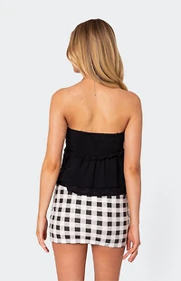 Edikted Linen Look Strapless Peplum Top