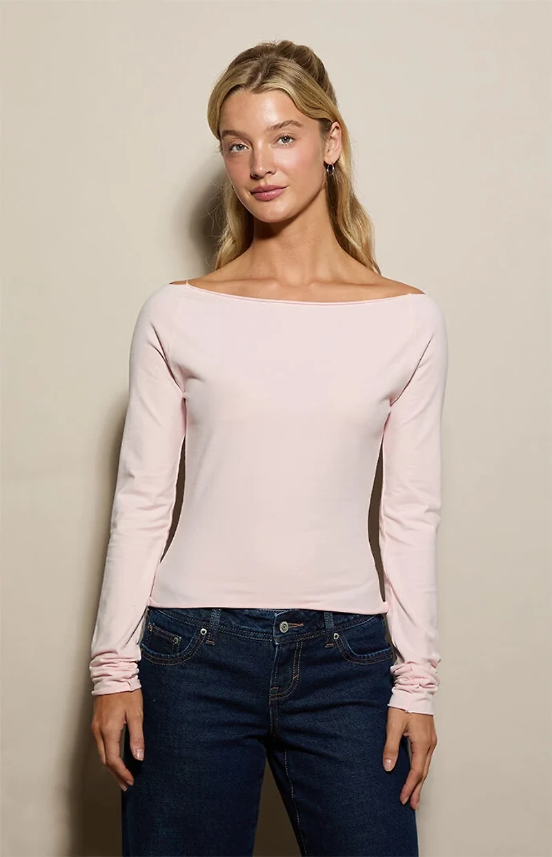 Pacsun Mia Off-The-Shoulder Long Sleeve T-Shirt