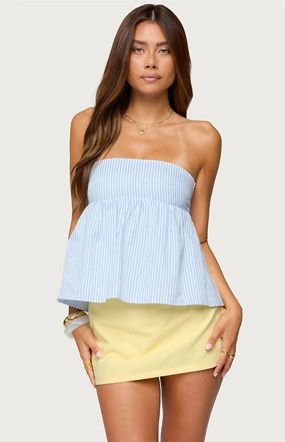 Edikted Maddie Strapless Striped Babydoll Top