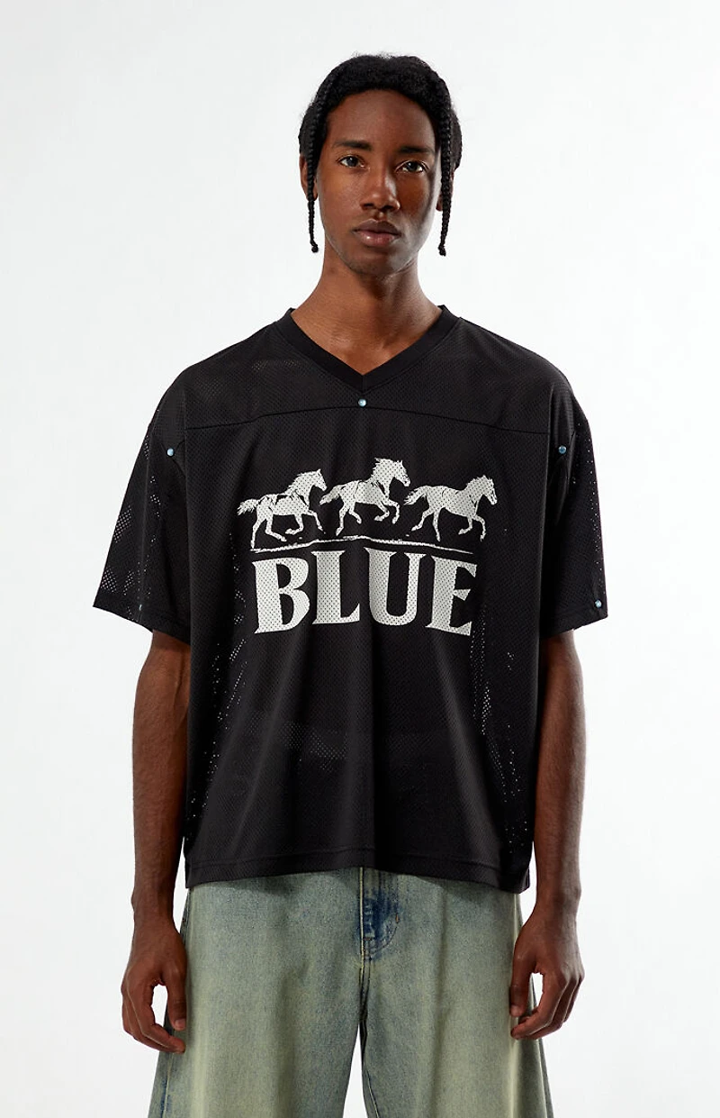 Pacsun Blue V-Neck Cropped Jersey