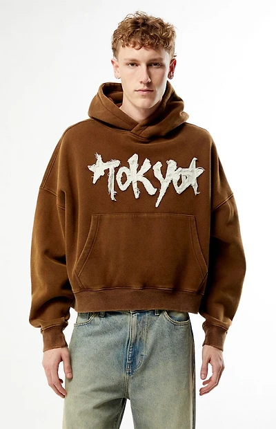 Pacsun Brown Tokyo Raw Applique Cropped Hoodie