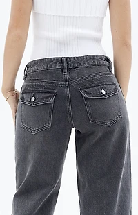 Pacsun Casey Black Button Pocket Low Rise Baggy Jeans