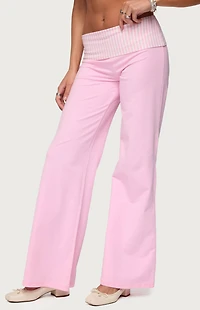 Edikted Meshey Striped Fold Over Pants