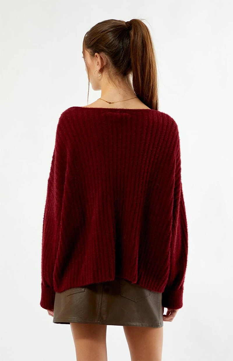 Beverly and Beck Ginger V-Neck Fuzzy Sweater